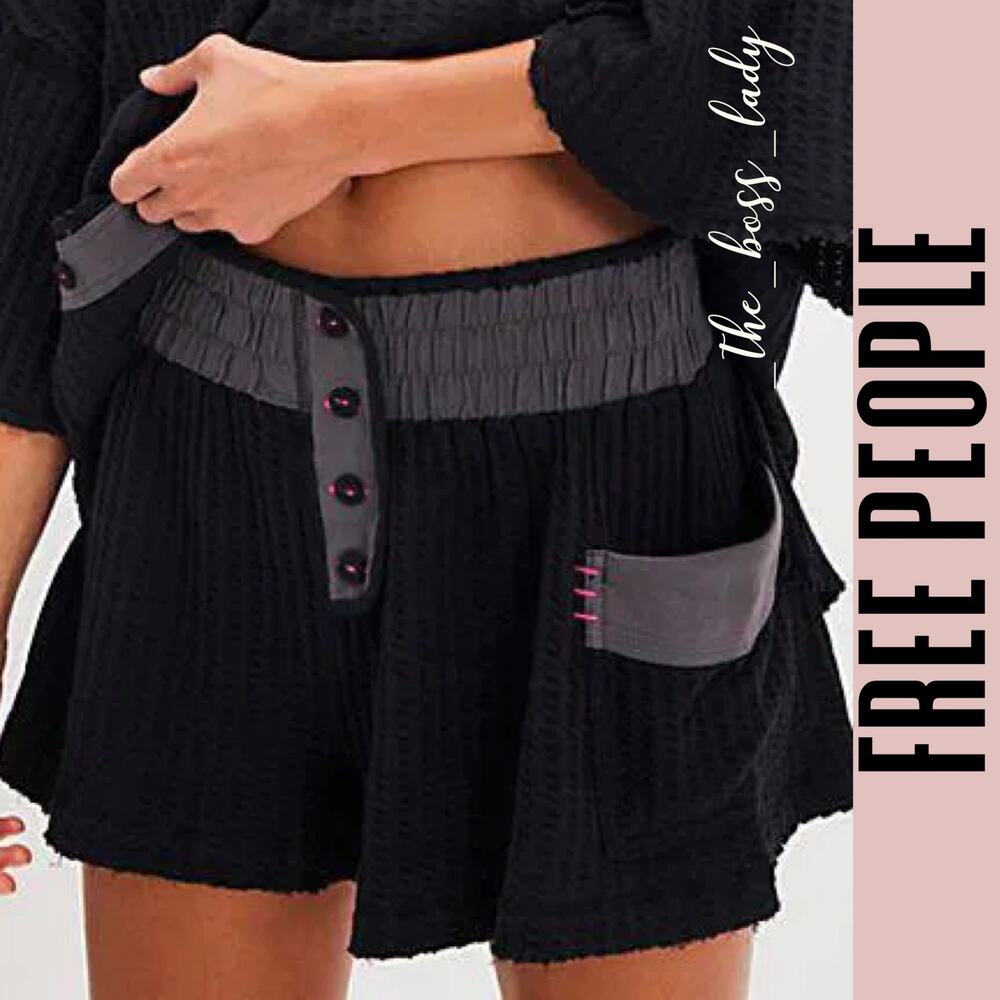 Free People Black Shorts with Pink Accents